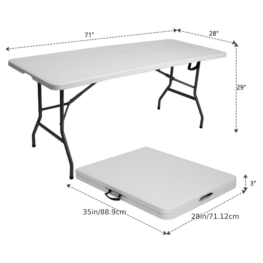 4-Foot Plastic Folding Table with Carry Handle, Space-Saving Utility Table
