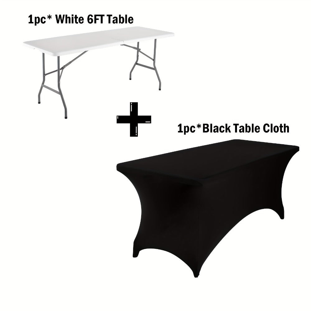 4-Foot Plastic Folding Table with Carry Handle, Space-Saving Utility Table