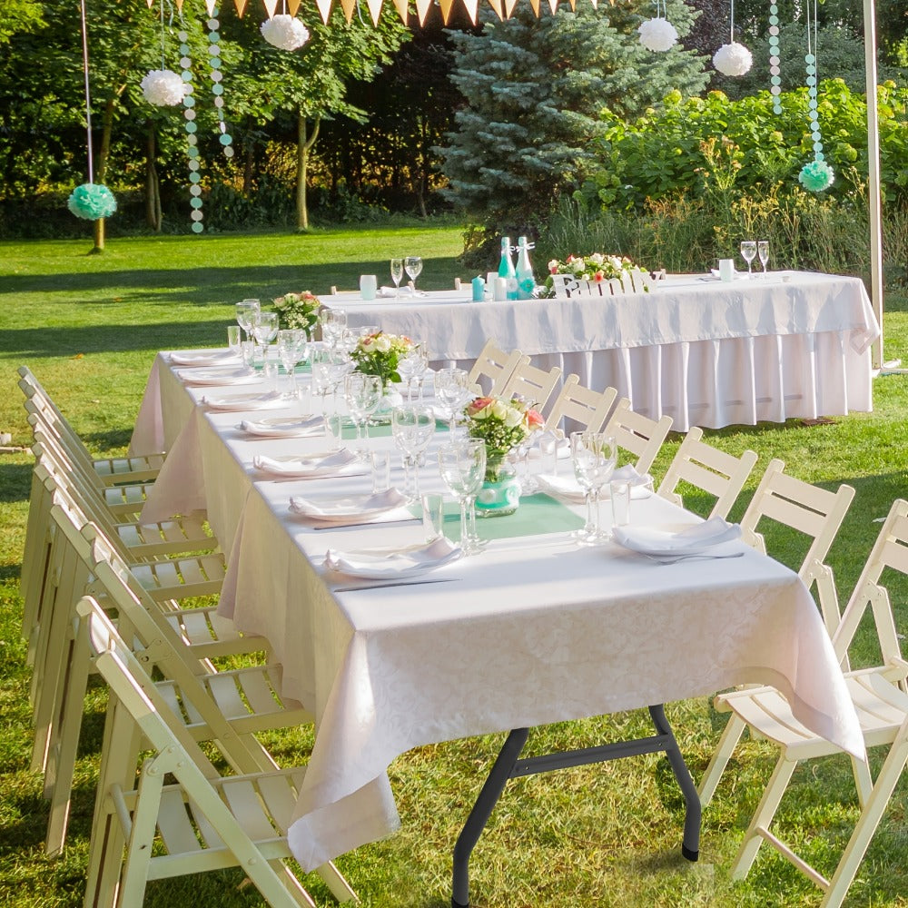 4-Foot Plastic Folding Table with Carry Handle, Space-Saving Utility Table
