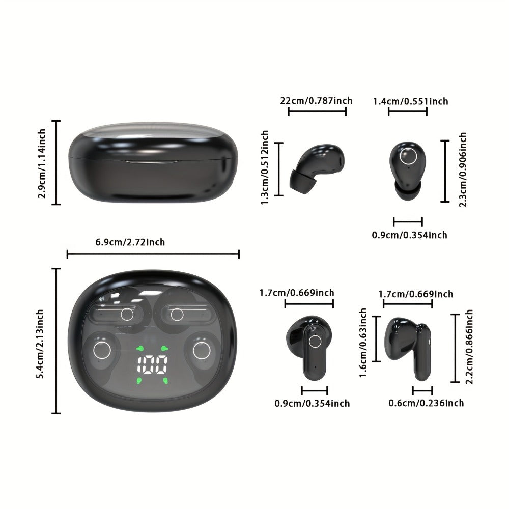 Wireless Earbuds MSHUKCOE 2-in-1 Mini Sleep Style with Touch Controls and Black, Khaki or Purple Choices
