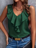 Viviane| Ruffled V-Neck Sleeveless Top