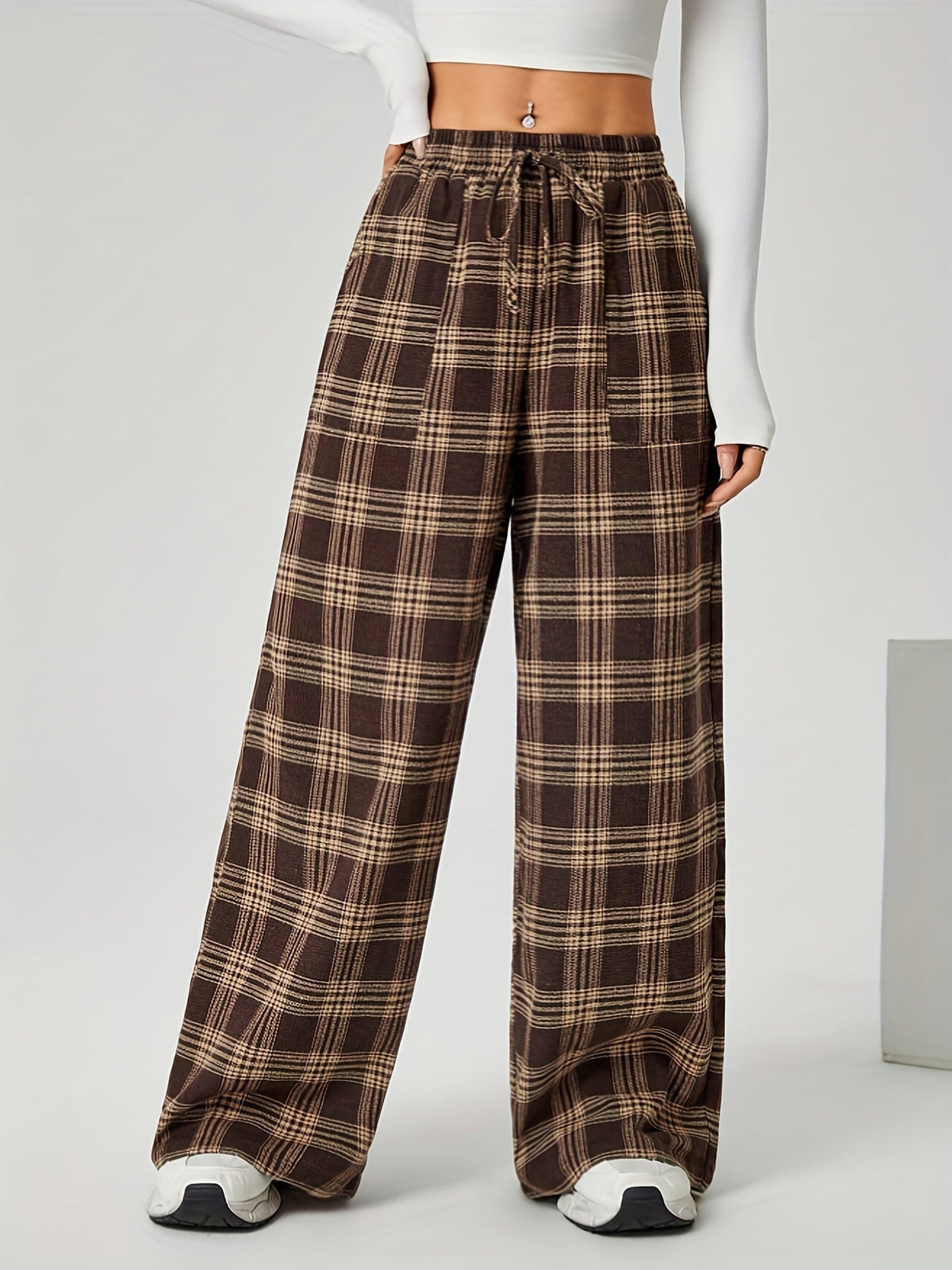 Bonnie | Karierte Hose mit weitem Bein
