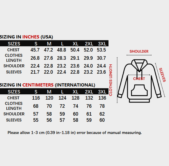 SKZ 8th Anniversary Zip-Up Hoodie - size chart