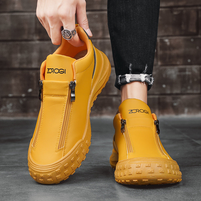 Men’s Low-Top Zipper Slip-On Board Shoes – Sporty & Casual Everyday Wear