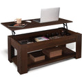 Coffee Table 41-Inch Lift-Top Design with Hidden Compartment, Open Lower Shelf and Four Wood-Look Finishes