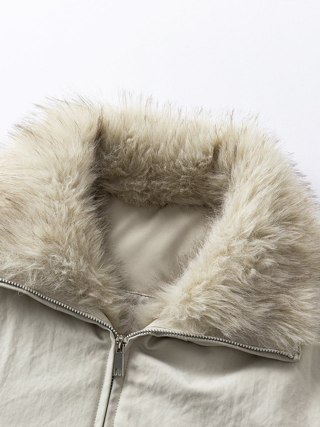 Oversize Faux Fur Collar Bomber Jacket