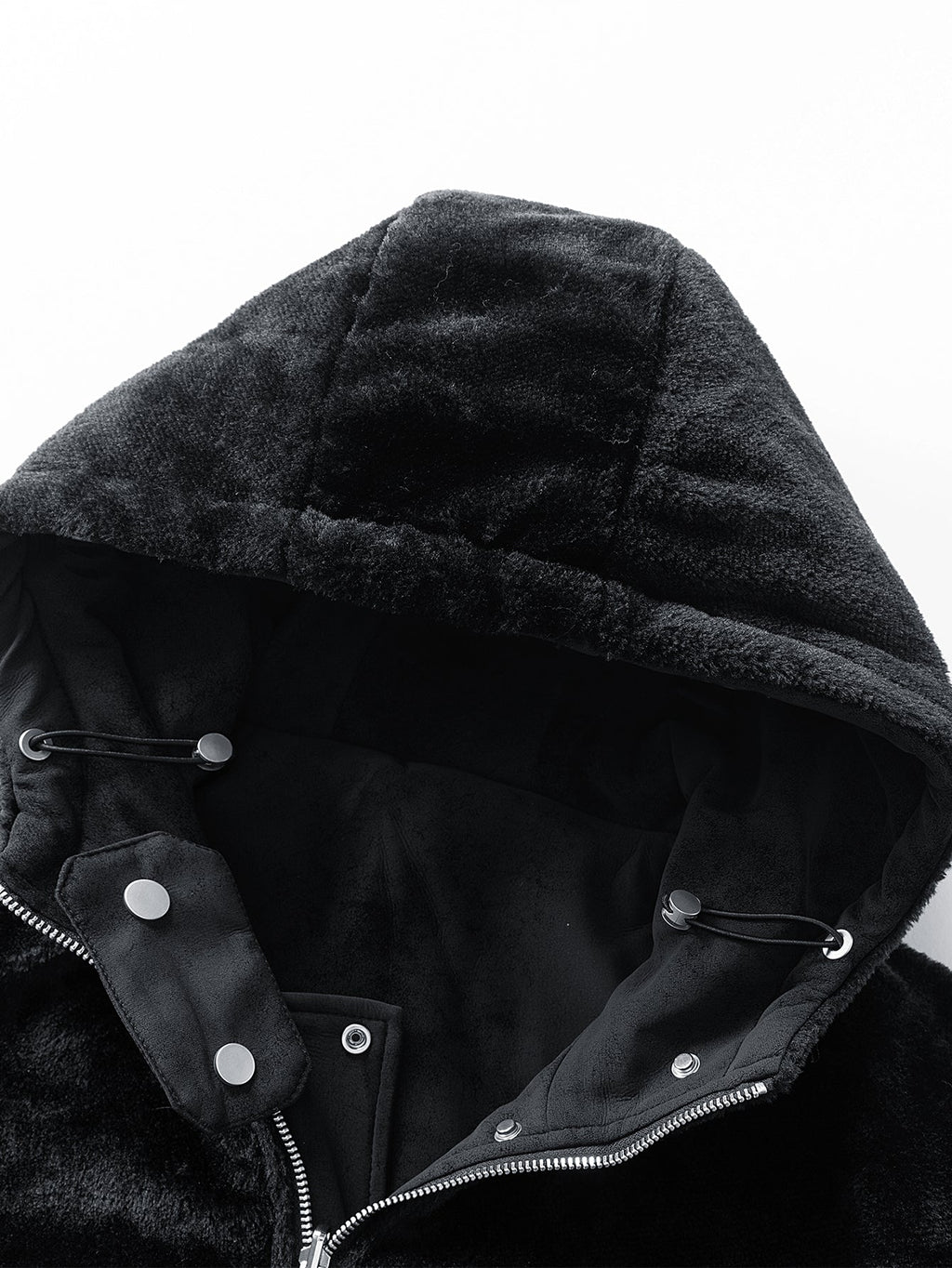 Relax Fit Suede Teddy Zipper Reversible Hooded Coat