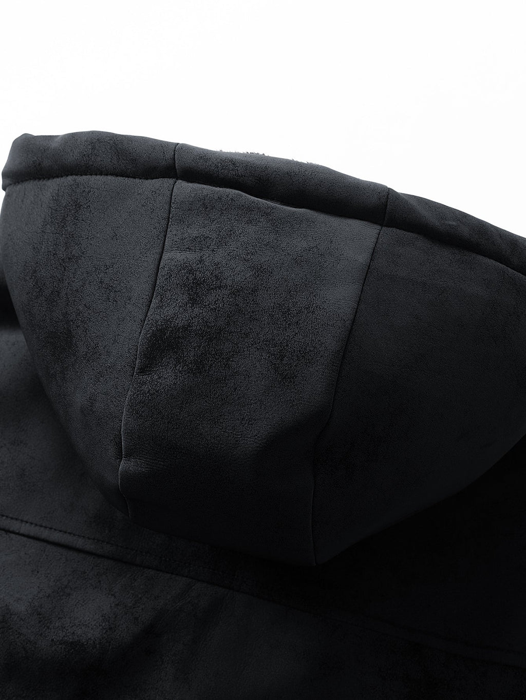Relax Fit Suede Teddy Zipper Reversible Hooded Coat