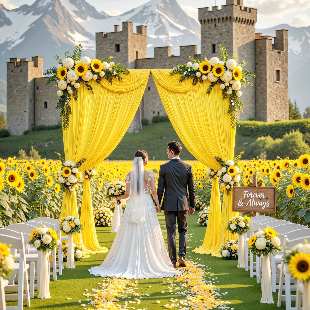 Photography Backdrop 4-Pack 5x10ft Polyester Spandex Background Cloth | Wrinkle-Resistant, Soft & Smooth with Pole Pockets | Wedding, Birthday, Banquet, Party & Event Decoration Curtains