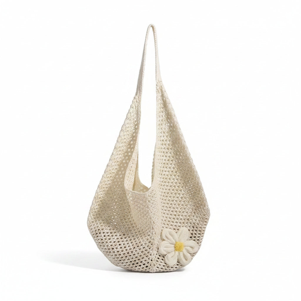 Women's Summer Crochet Daisy Hobo Bag