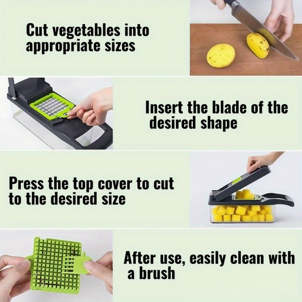 Vegetable Chopper 18-in-1 Upgraded Mandoline Slicer - Professional Onion Chopper Food Dicer Cutter with Container