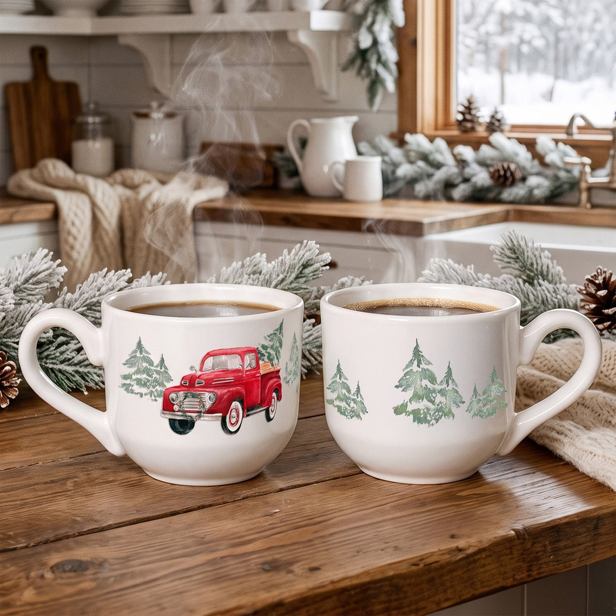 Tree Picking - 2 Piece Ceramic Mug Set