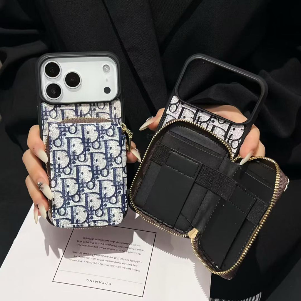 Dior Luxury iPhone Case Card Slot for iPhone 12-18 Pro & Pro Max