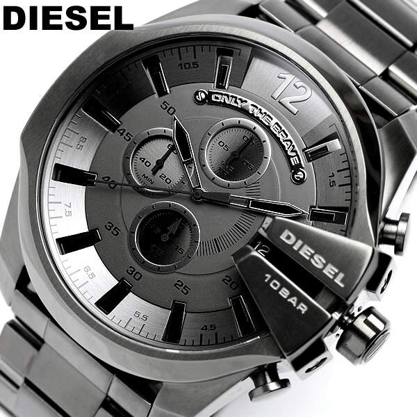 Diesel DZ4282 Mega Chief Chronograph Herrenuhr – Graues Zifferblatt & graues Edelstahlarmband
