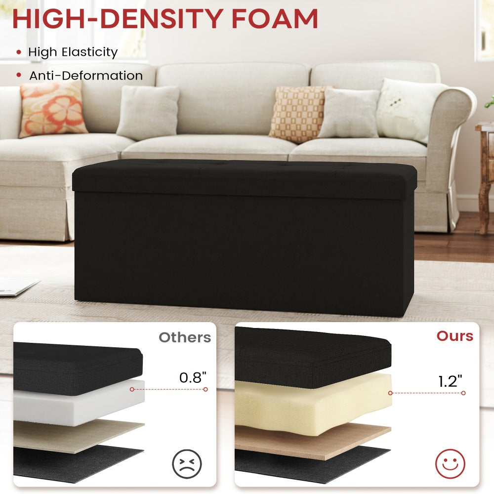 43.5-Inch Upholstered Storage Ottoman Bench with Hidden Storage and Lift-Top Storage
