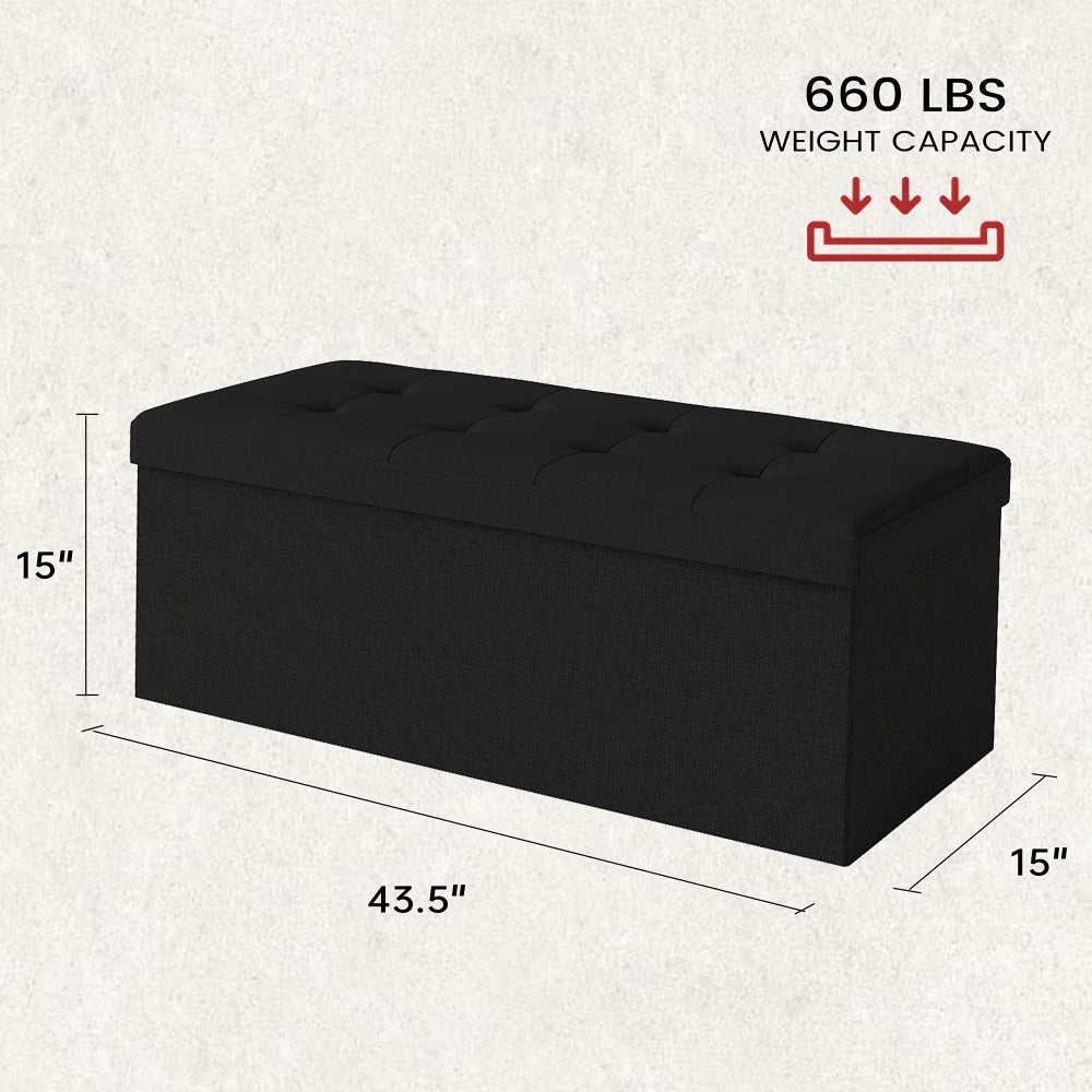43.5-Inch Upholstered Storage Ottoman Bench with Hidden Storage and Lift-Top Storage
