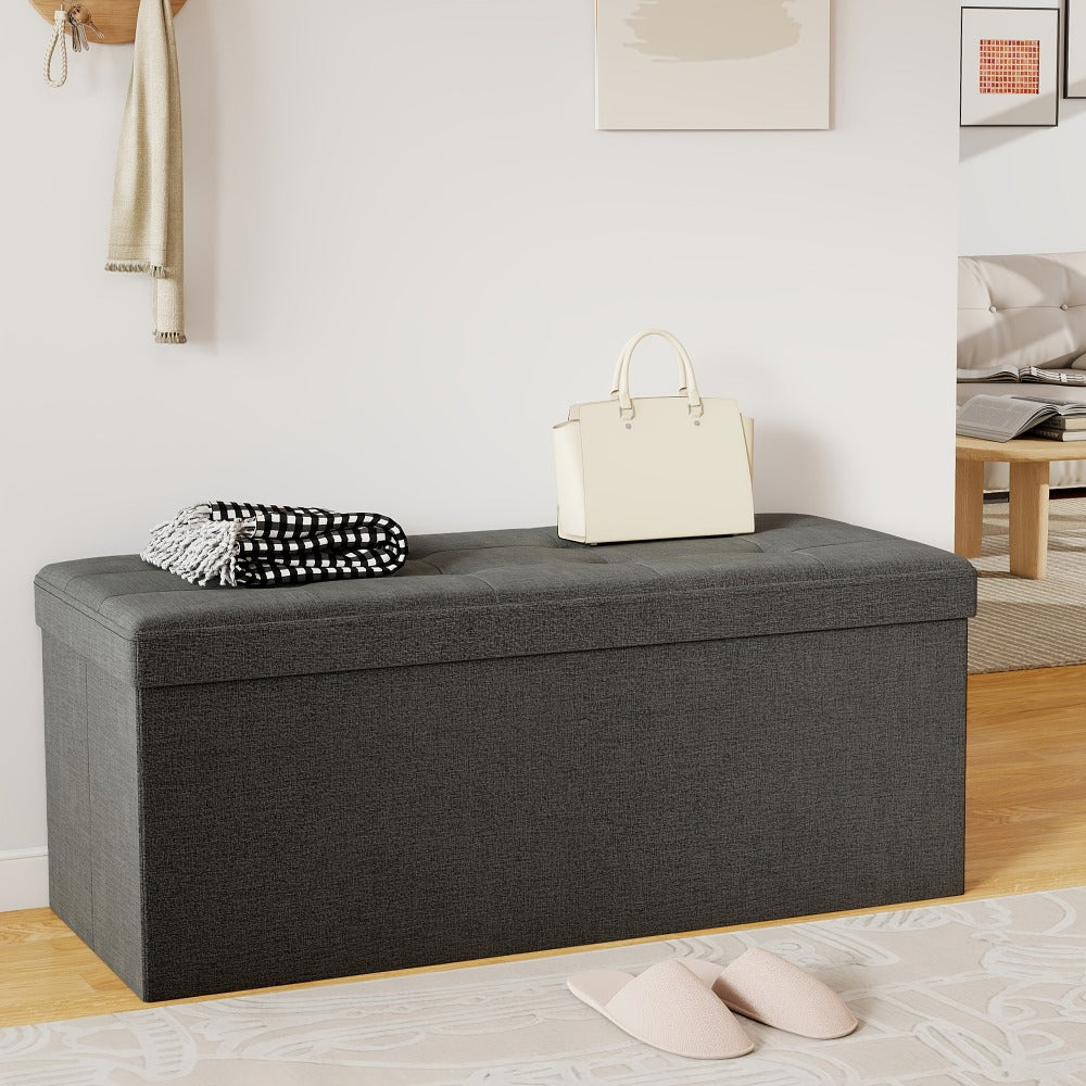 43.5-Inch Upholstered Storage Ottoman Bench with Hidden Storage and Lift-Top Storage