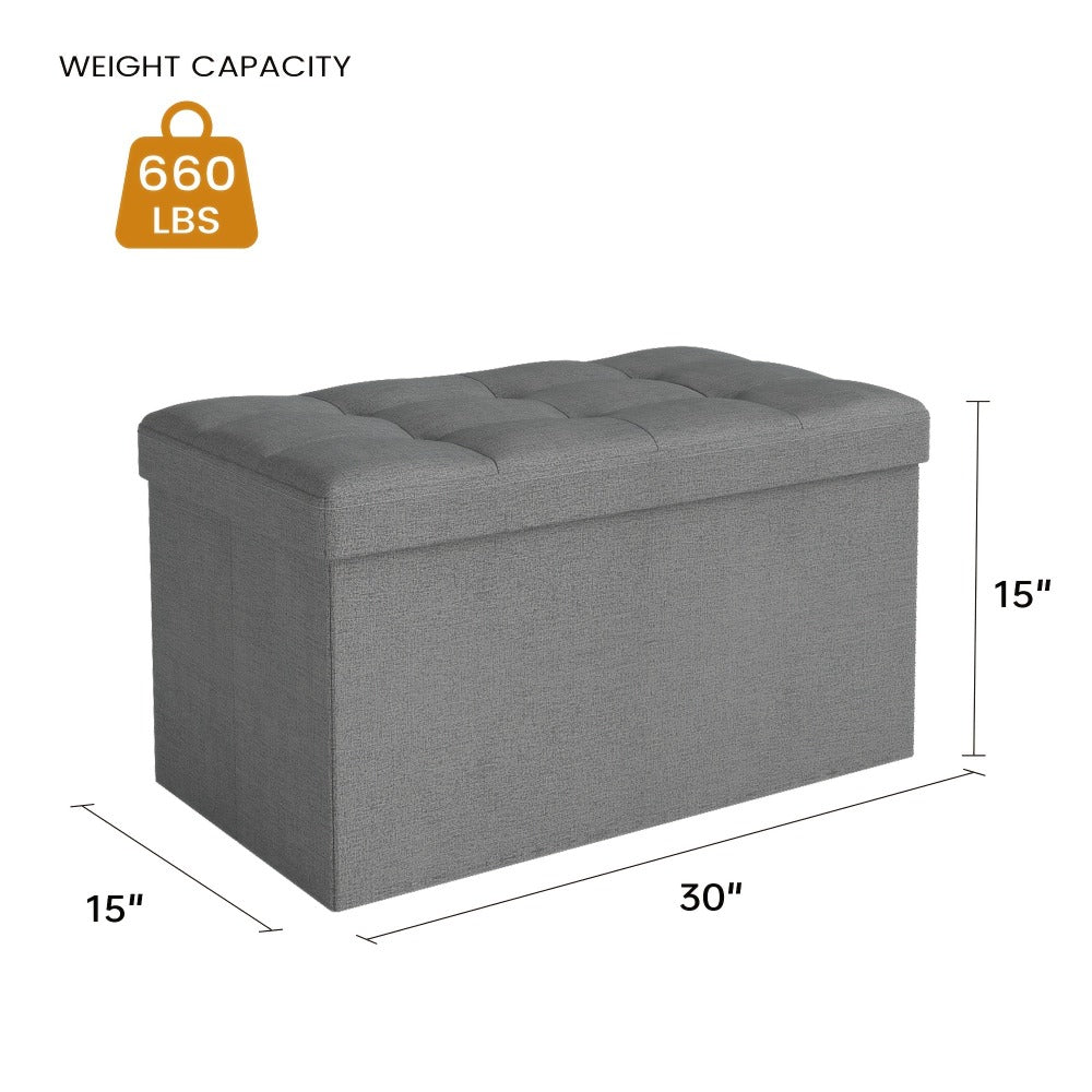 43.5-Inch Upholstered Storage Ottoman Bench with Hidden Storage and Lift-Top Storage