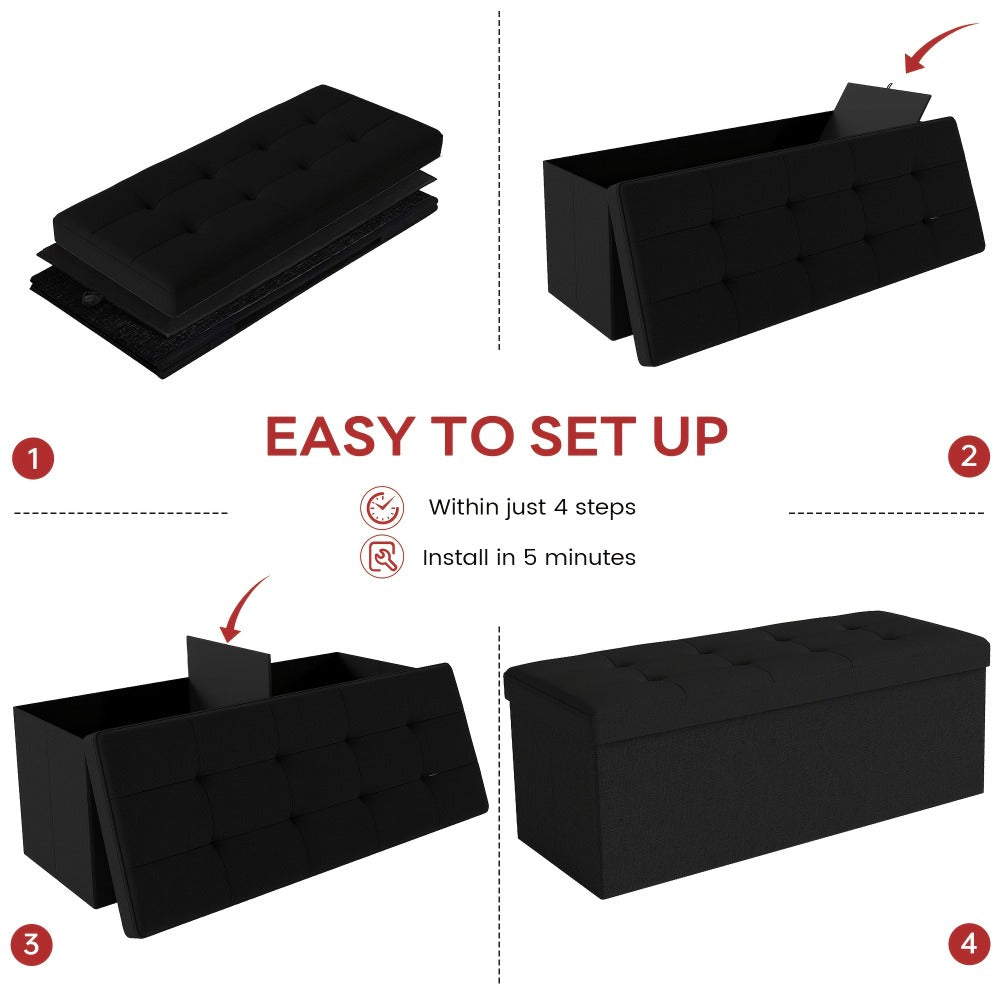 43.5-Inch Upholstered Storage Ottoman Bench with Hidden Storage and Lift-Top Storage