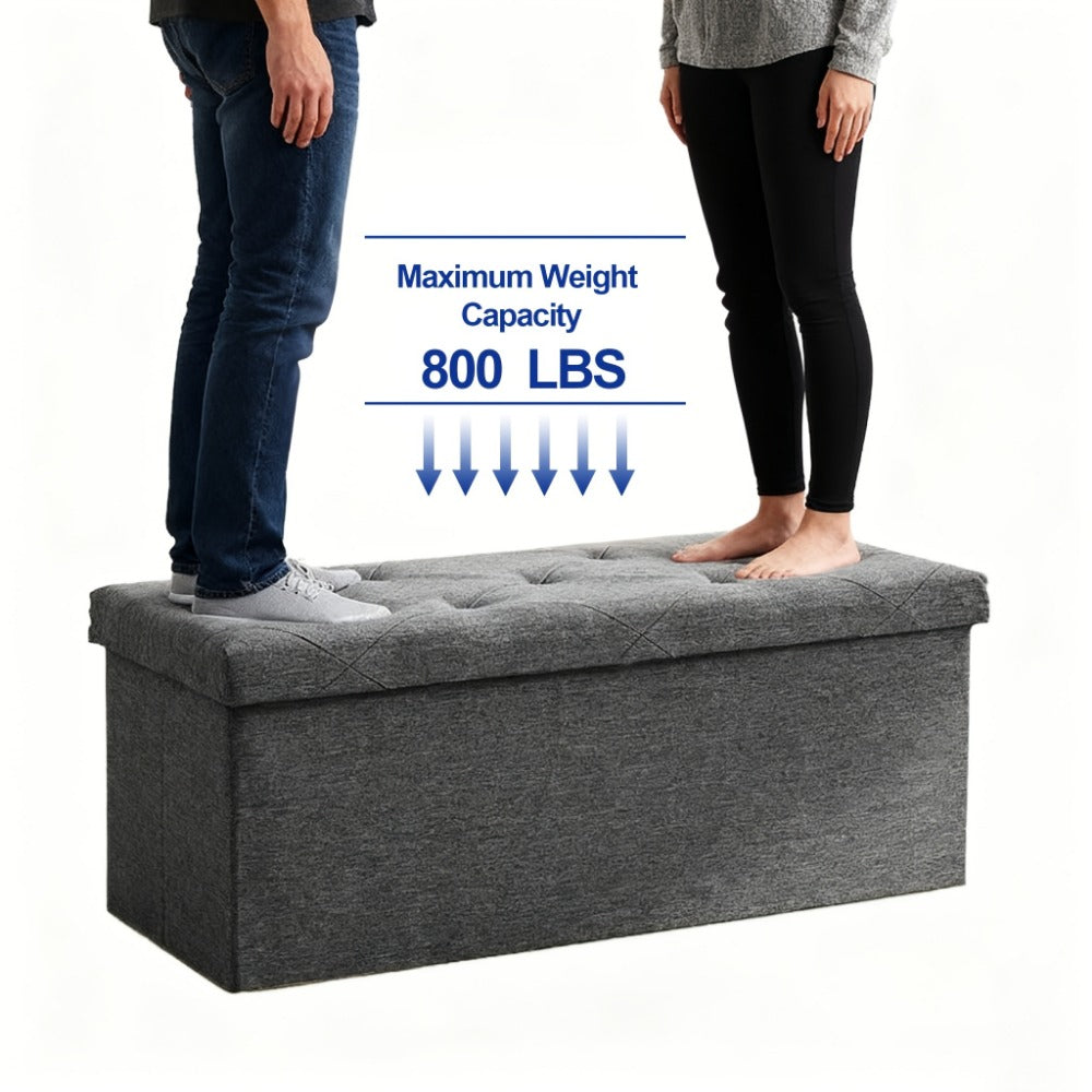 43-Inch Foldable Ottoman Bench with Hidden Storage and Lift-Top Storage for Living Room