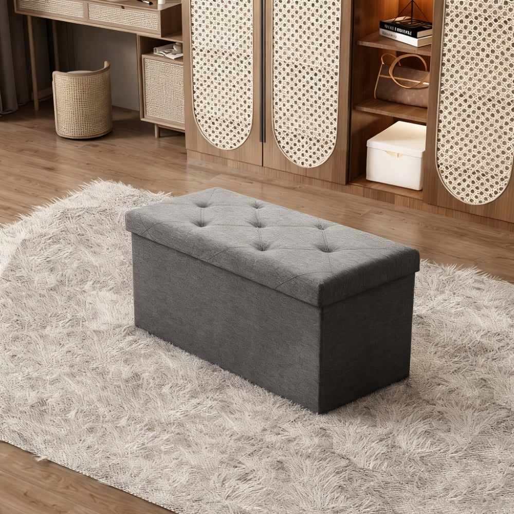 43-Inch Foldable Ottoman Bench with Hidden Storage and Lift-Top Storage for Living Room