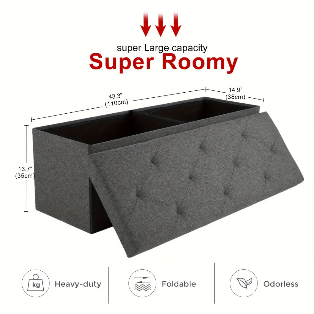 43-Inch Foldable Ottoman Bench with Hidden Storage and Lift-Top Storage for Living Room