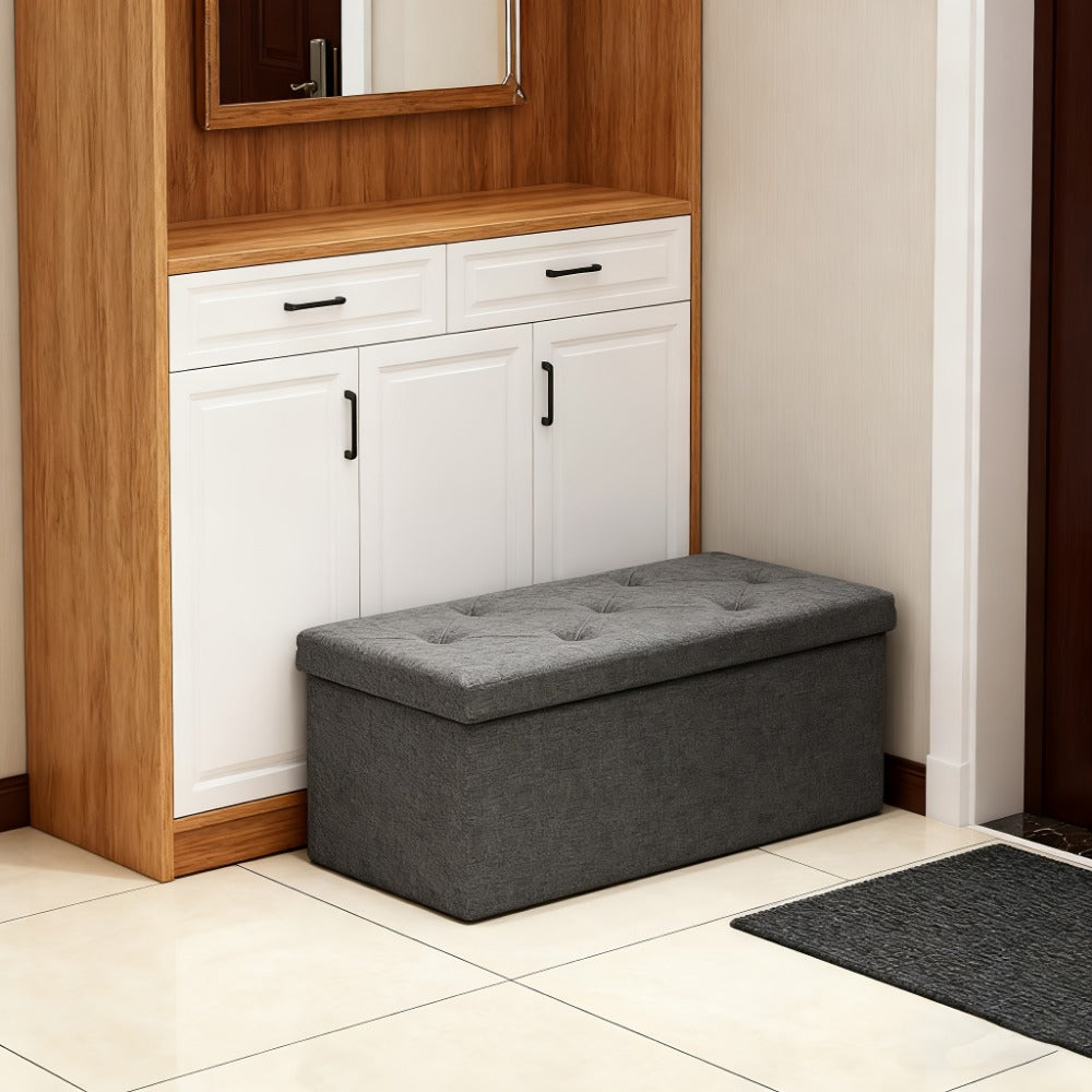 43-Inch Foldable Ottoman Bench with Hidden Storage and Lift-Top Storage for Living Room