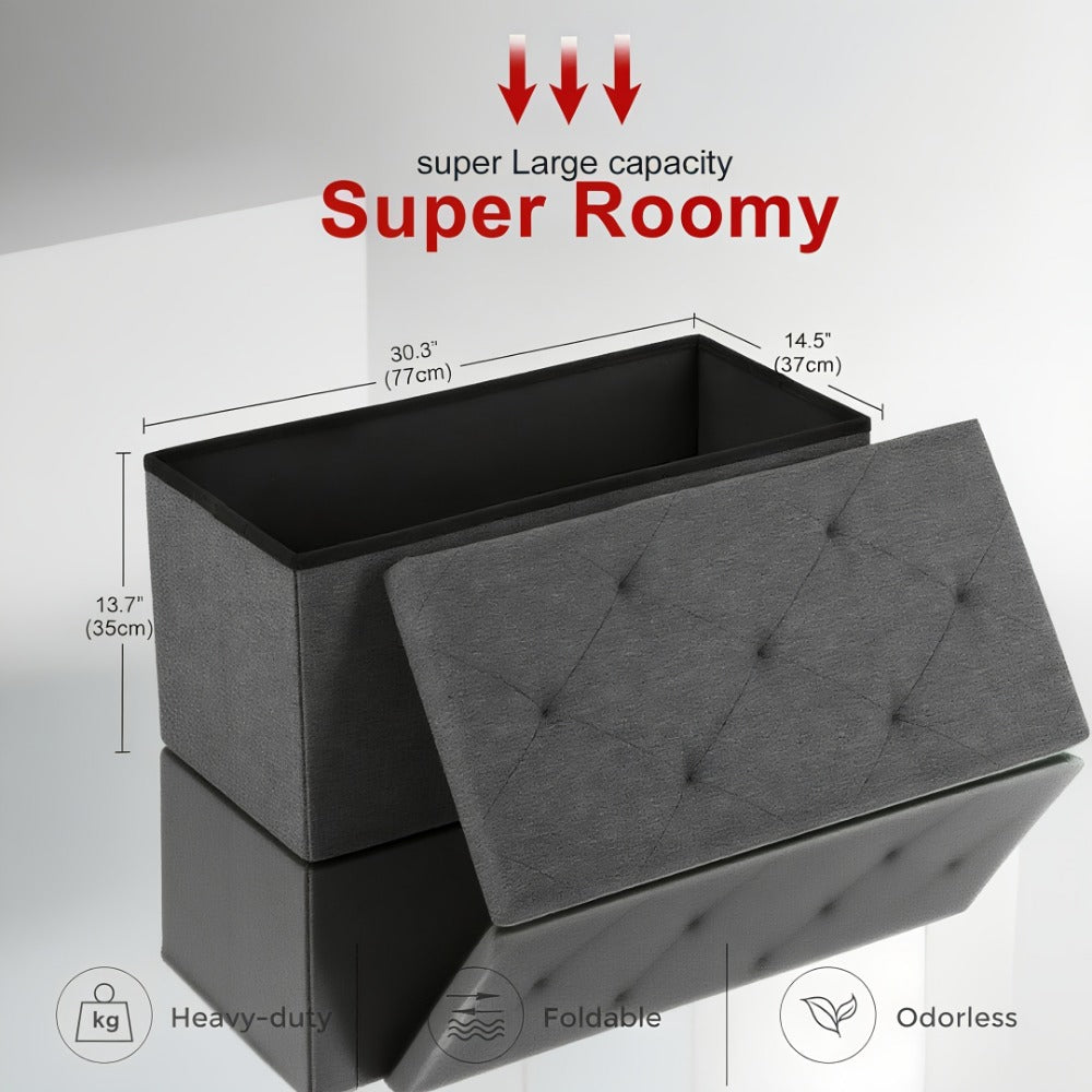 43-Inch Foldable Ottoman Bench with Hidden Storage and Lift-Top Storage for Living Room