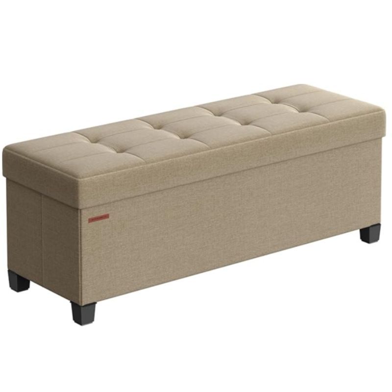 43.3-Inch Foldable Storage Ottoman Bench with Upholstered Top, Hidden Compartment and Six Colors