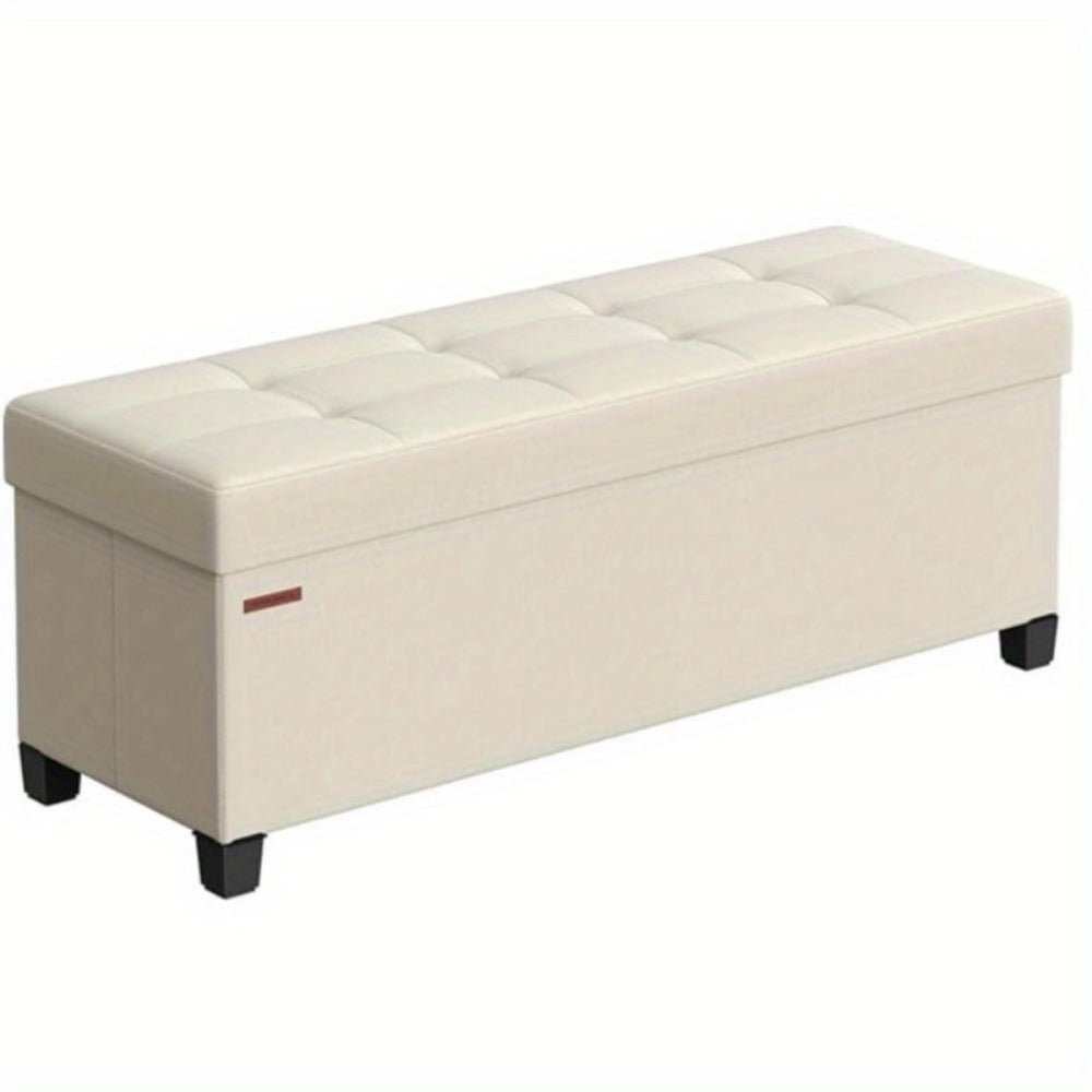 43.3-Inch Foldable Storage Ottoman Bench with Upholstered Top, Hidden Compartment and Six Colors