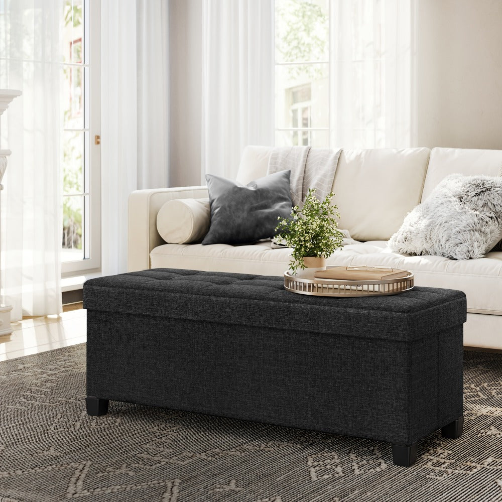 43.3-Inch Foldable Storage Ottoman Bench with Upholstered Top, Hidden Compartment and Six Colors