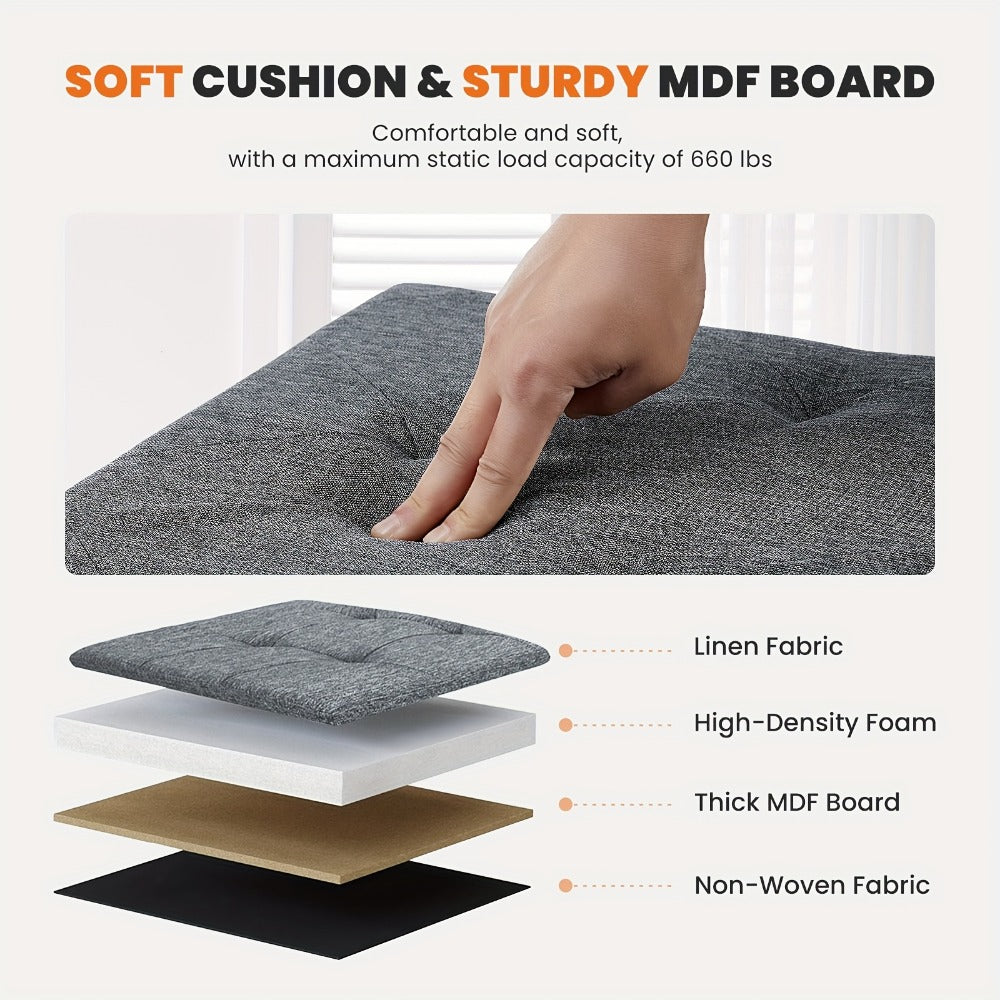 43-Inch Upholstered Ottoman Bench with Hidden Storage and Lift-Top Storage