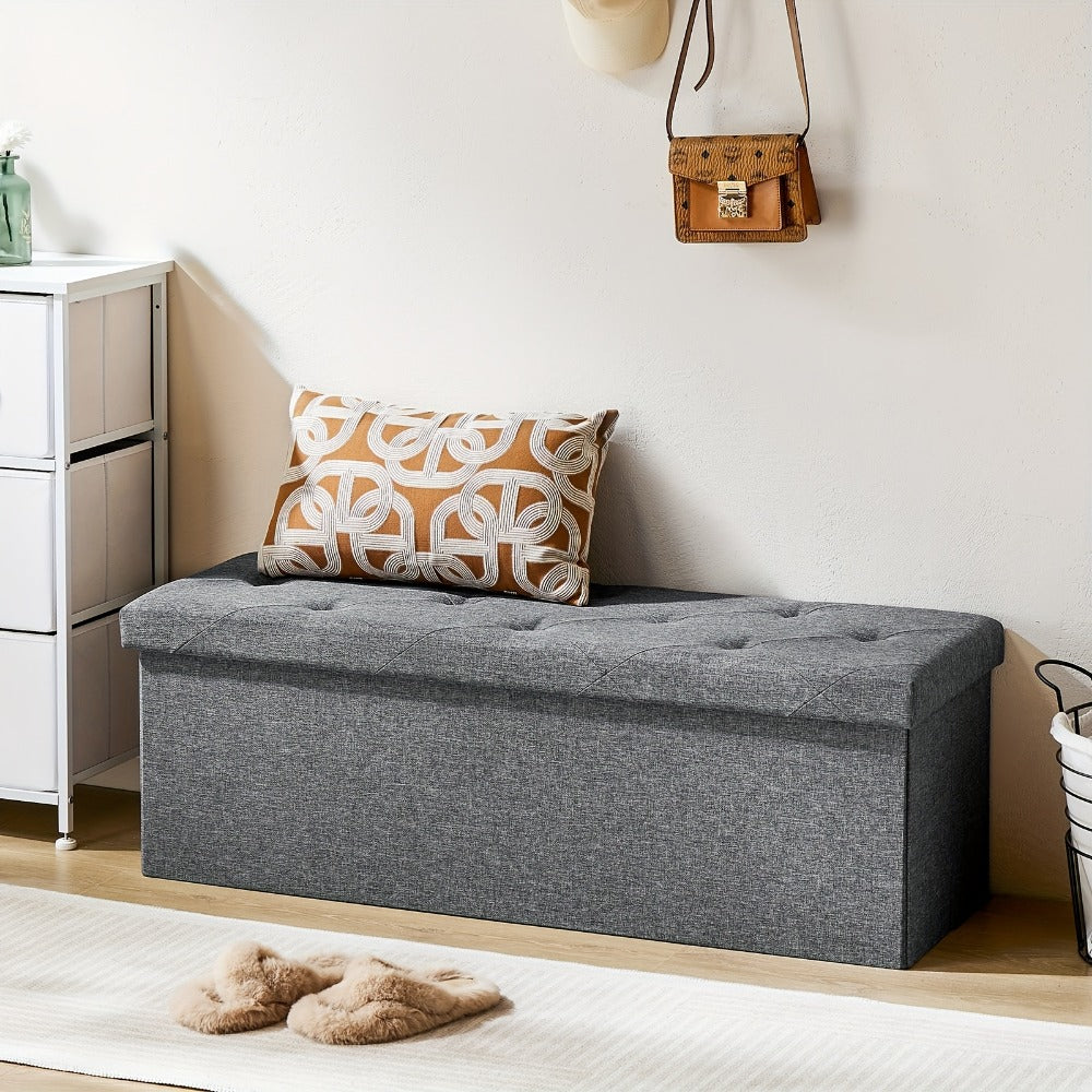 43-Inch Upholstered Ottoman Bench with Hidden Storage and Lift-Top Storage