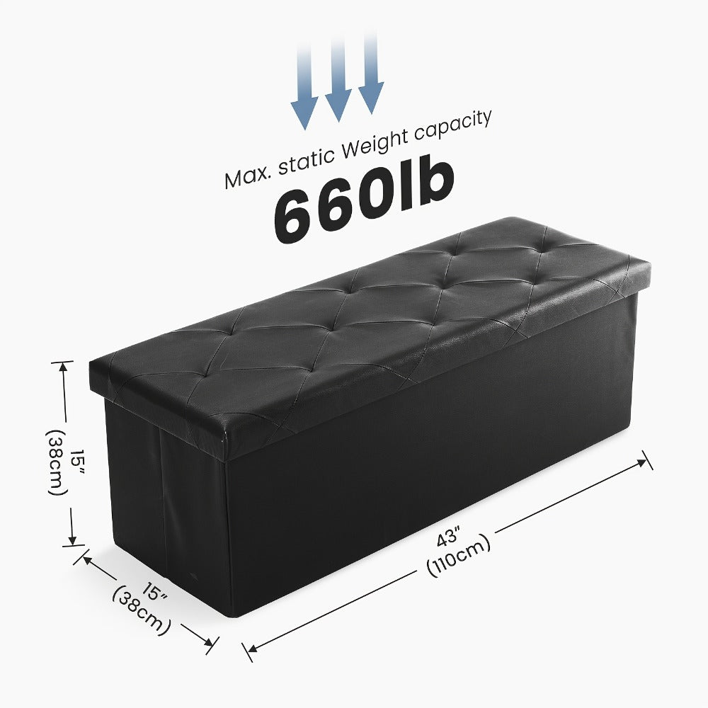 43-Inch Upholstered Ottoman Bench with Hidden Storage and Lift-Top Storage