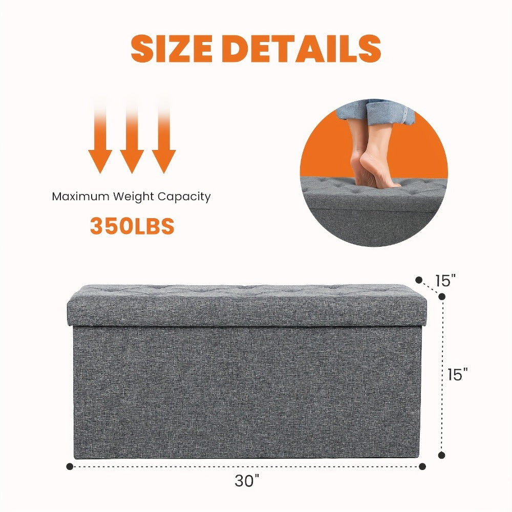 43-Inch Upholstered Ottoman Bench with Hidden Storage and Lift-Top Storage