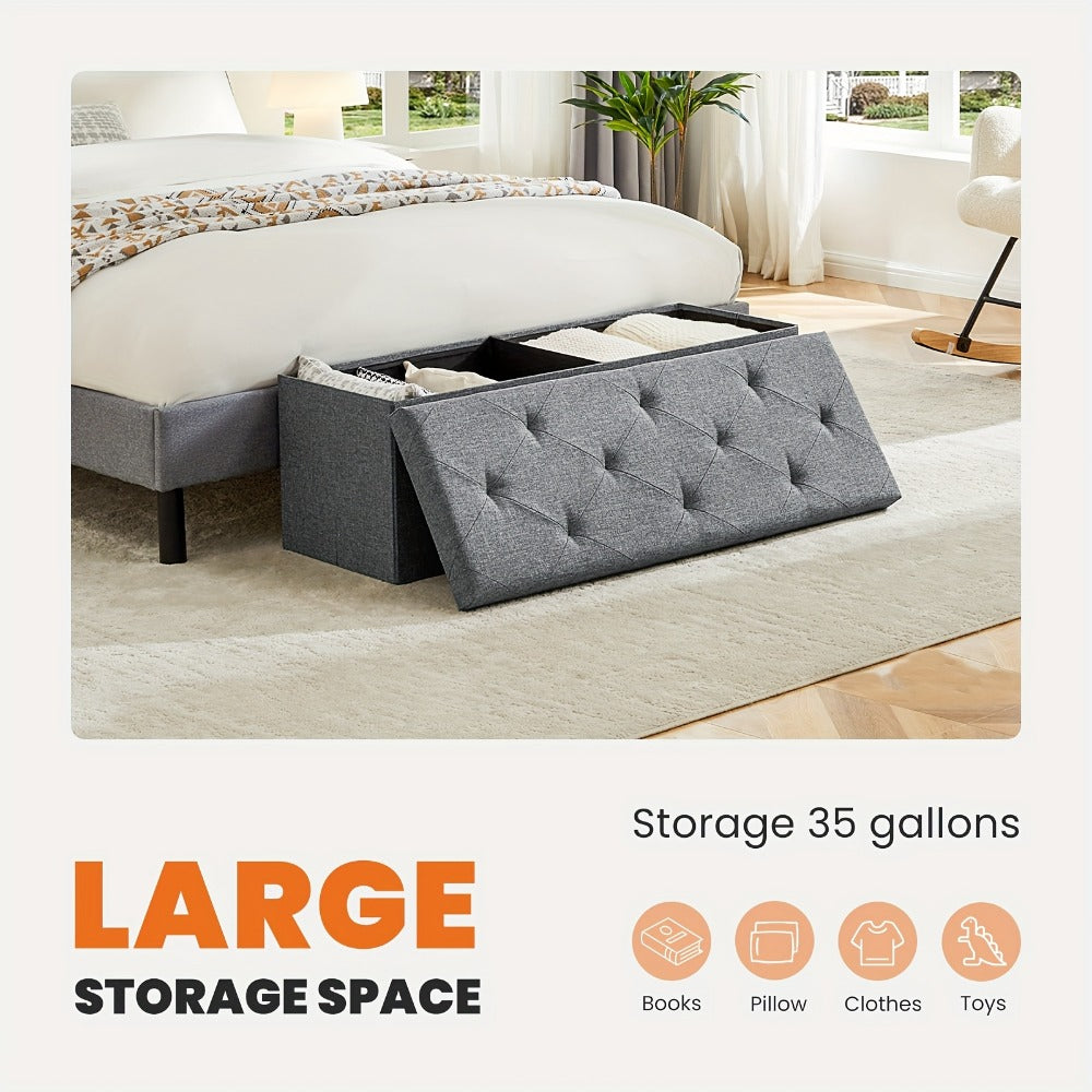 43-Inch Upholstered Ottoman Bench with Hidden Storage and Lift-Top Storage