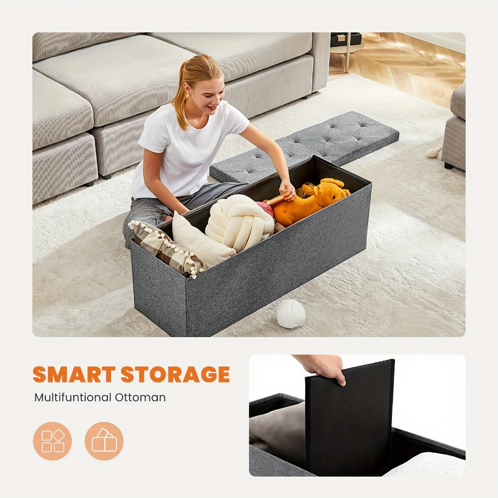 43-Inch Upholstered Ottoman Bench with Hidden Storage and Lift-Top Storage