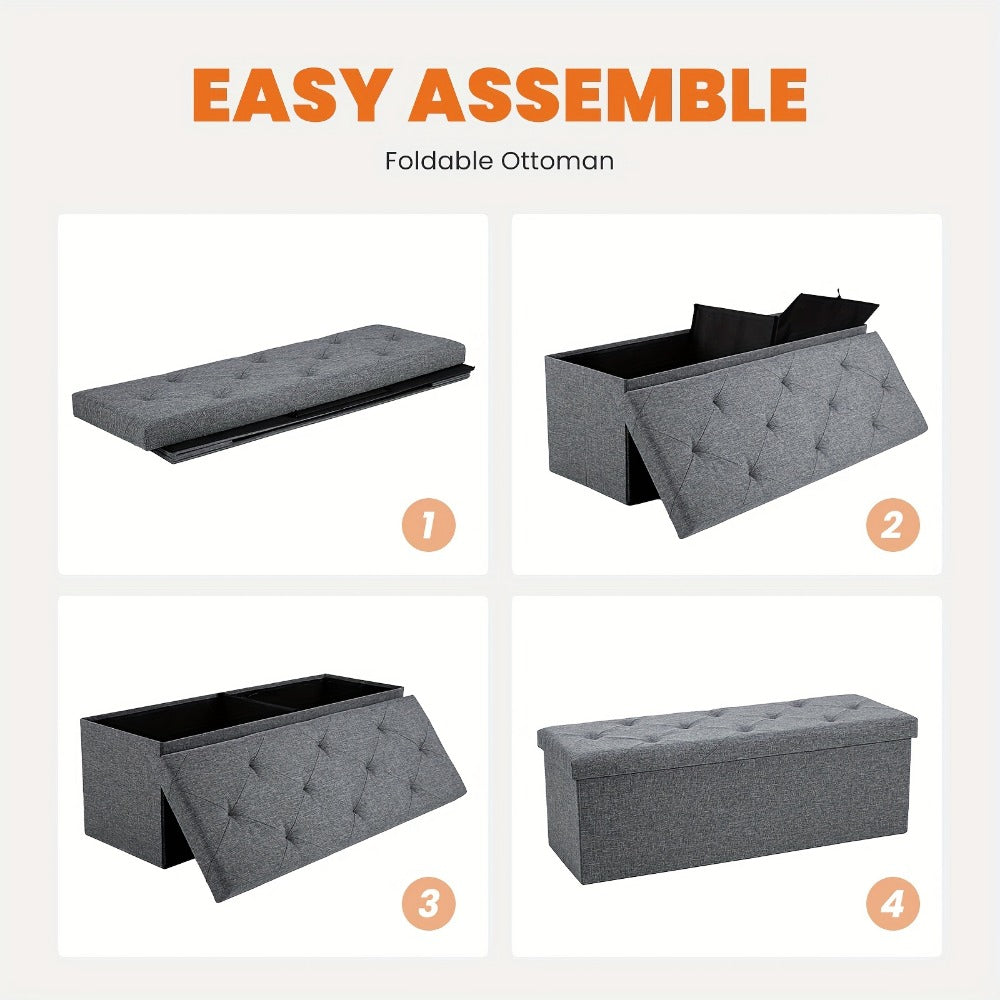 43-Inch Upholstered Ottoman Bench with Hidden Storage and Lift-Top Storage
