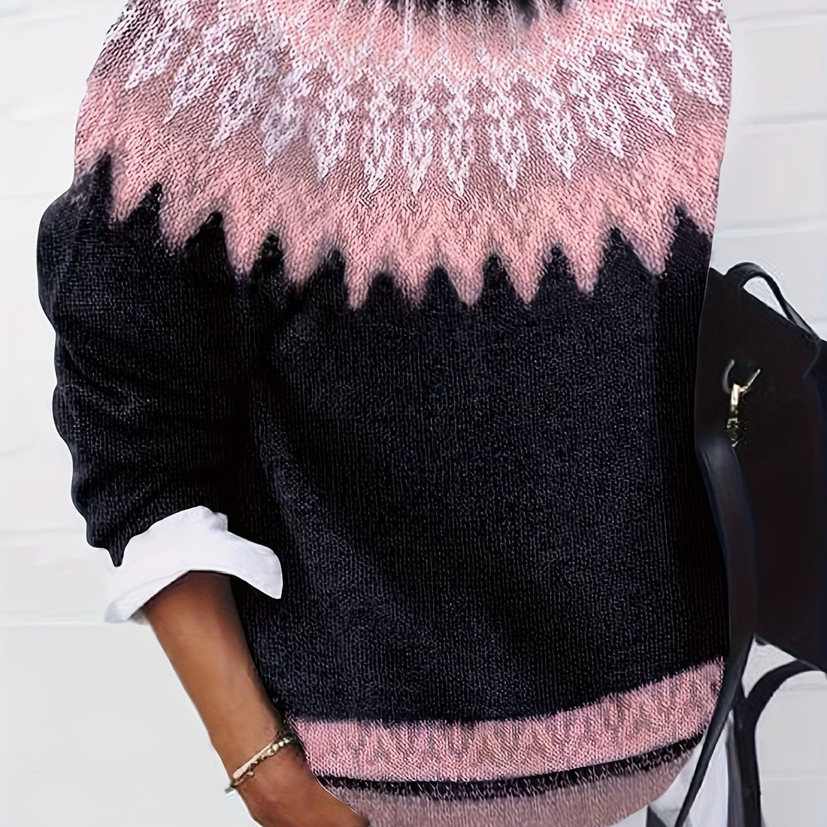 Sylvia | Chunky Jacquard Round Neck Sweater