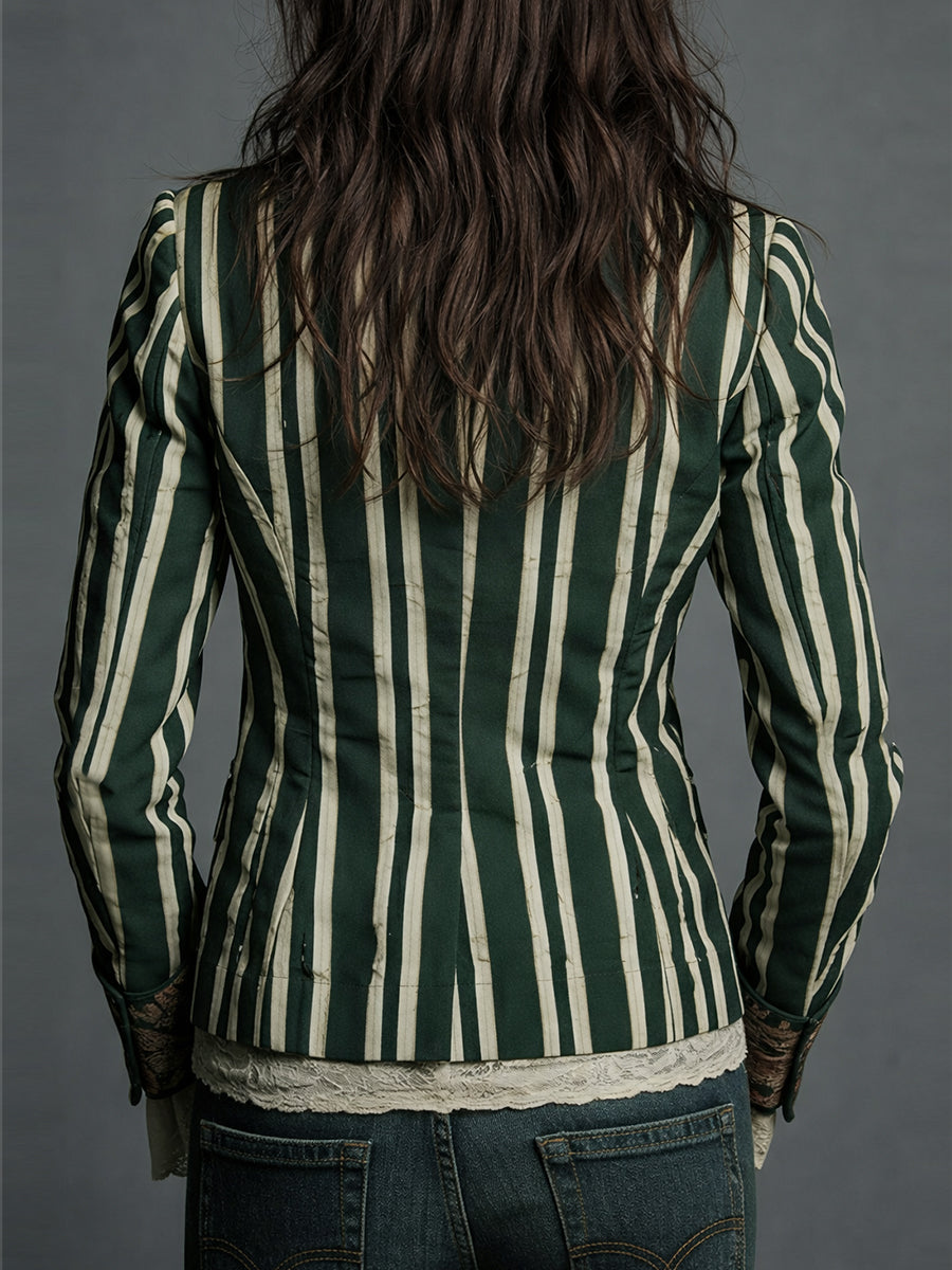 Nina | Klassischer, böhmischer Retro-Blazer mit Streifen