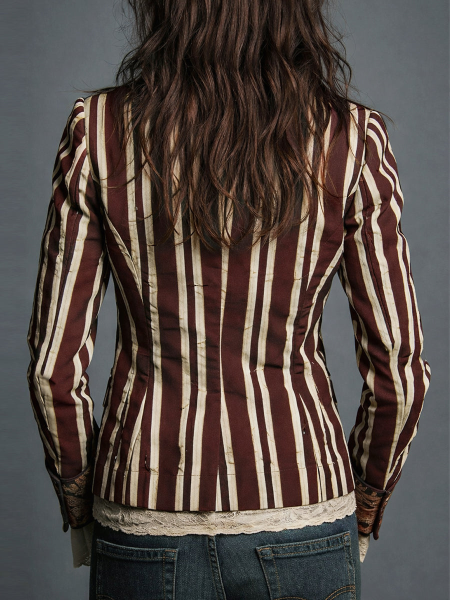Nina | Klassischer, böhmischer Retro-Blazer mit Streifen