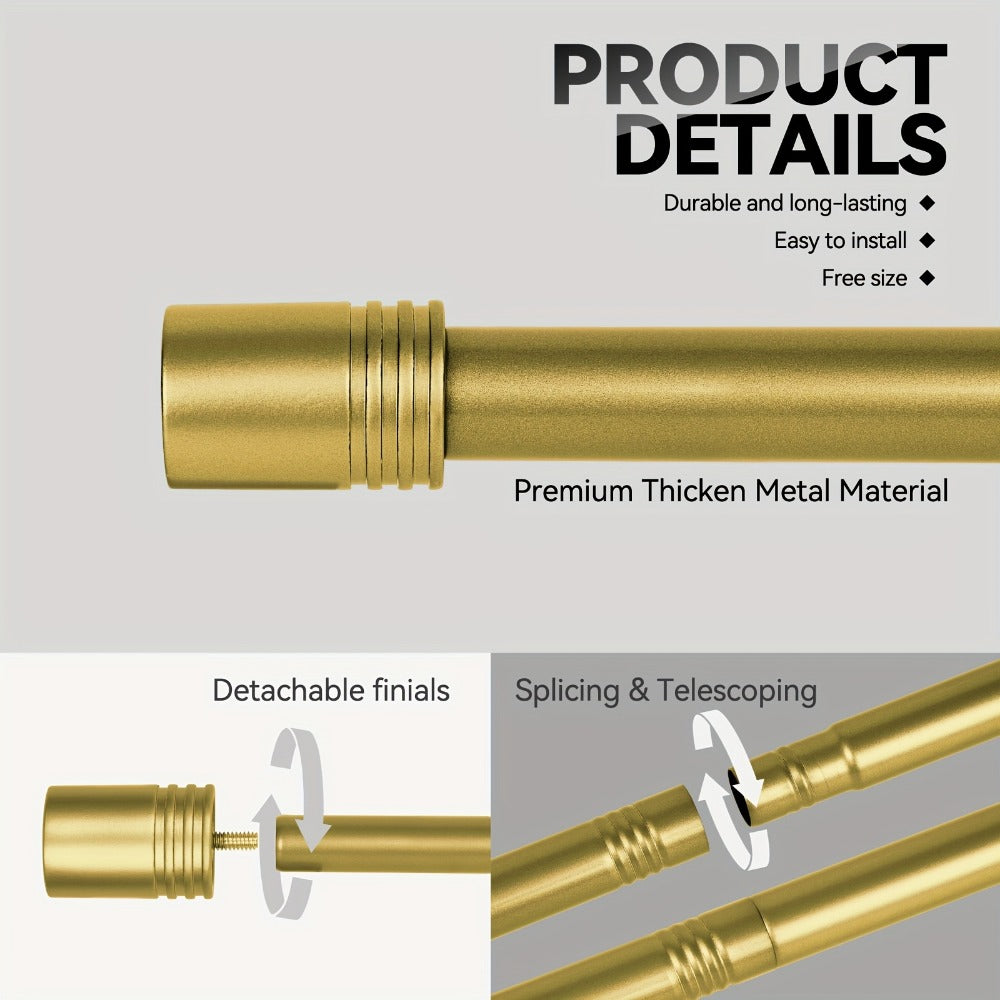Curtain Rod, One-Inch Adjustable Rounded Cup Finials in Black, Brushed Nickel or Gold Finish, One-Inch Adjustable