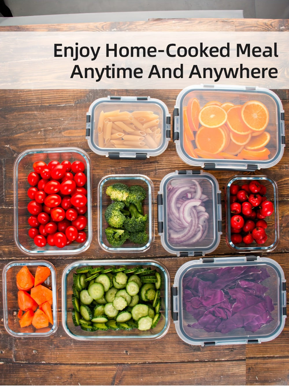 Glass Food Storage Containers for Meal Prep, Airtight Borosilicate Kitchen Boxes, Microwave and Freezer Safe