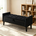 47-Inch Tufted Storage Ottoman Bench with Roll Arms, Nailhead Trim, Lift-Top Compartment and Five Colors