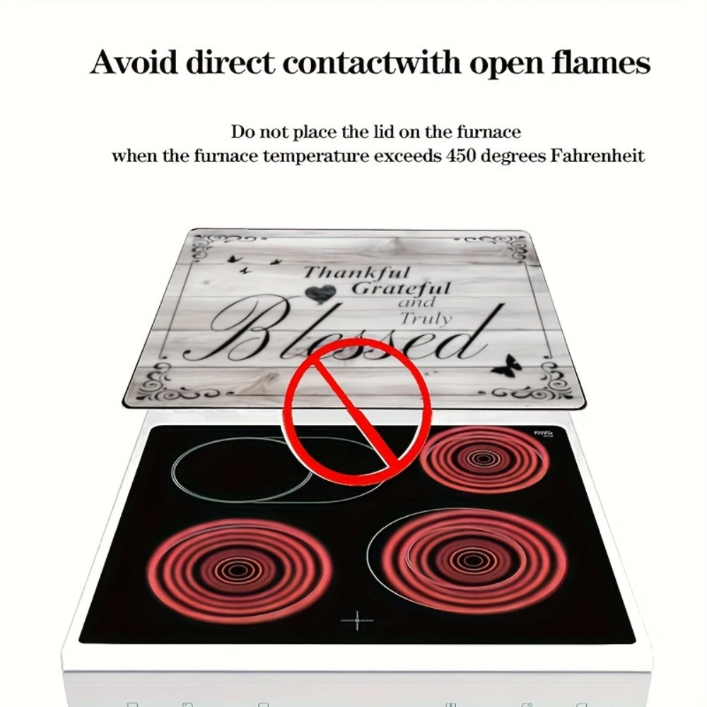Stove Top Cover Heat Resistant Scratch-Proof 28.5x20.5" - Thankful Grateful Blessed Kitchen Decor Glass Protector Mat for Cooktops