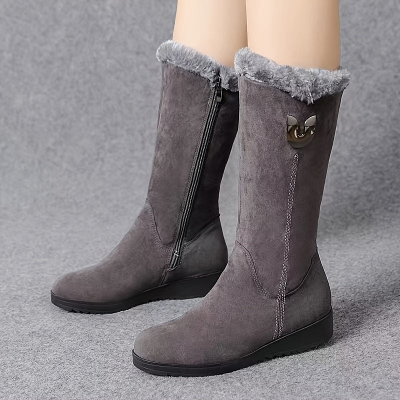 Annalise | Wadenhohe Stiefel mit Fellbesatz