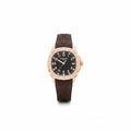 Patek Philippe Aquanaut Luce 5067 – Rose Gold Diamond Bezel Black Dial Arabic Numerals Date Brown Rubber Strap