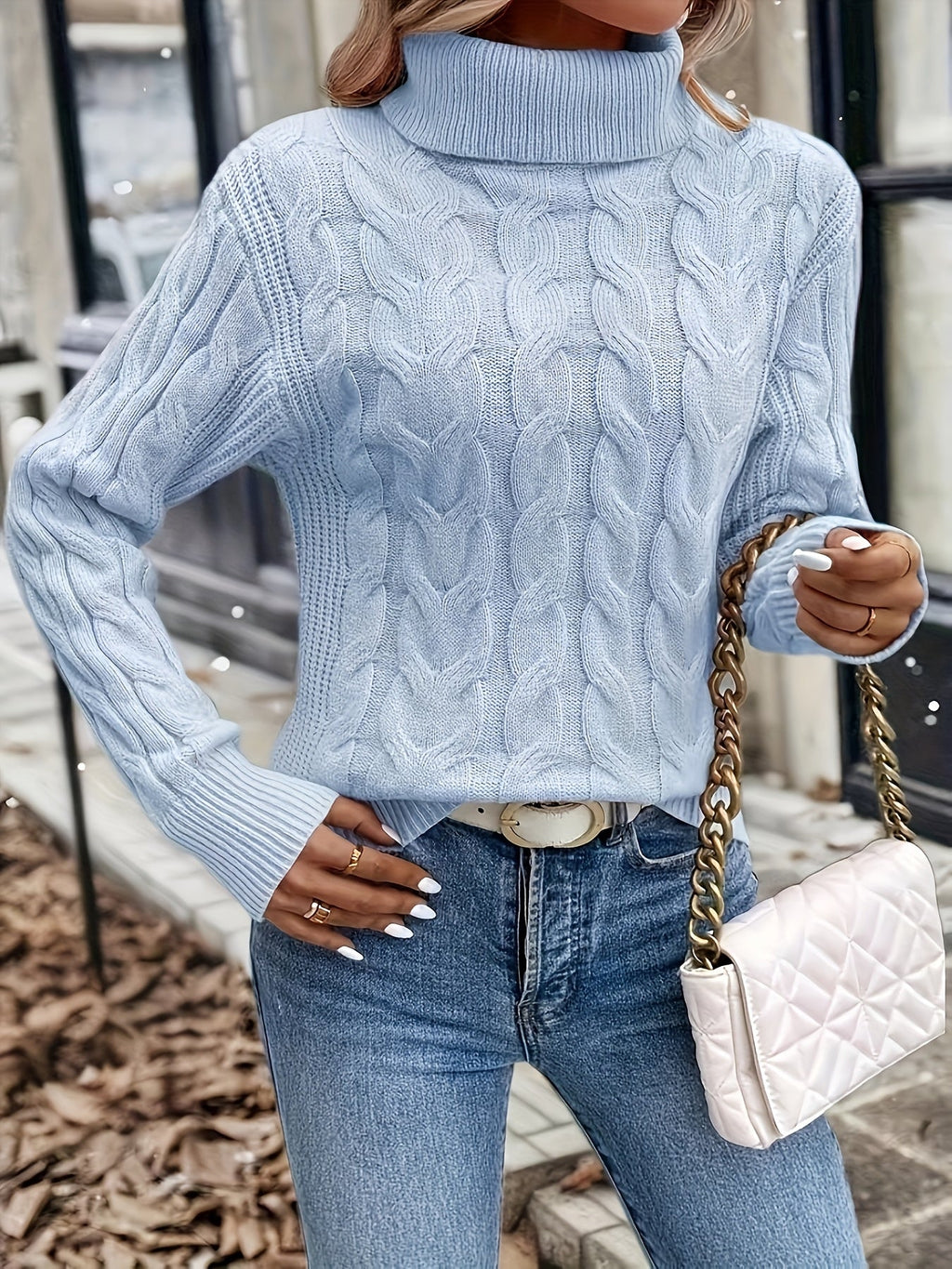 Naomi | Zopfstrickpullover mit Rollkragen