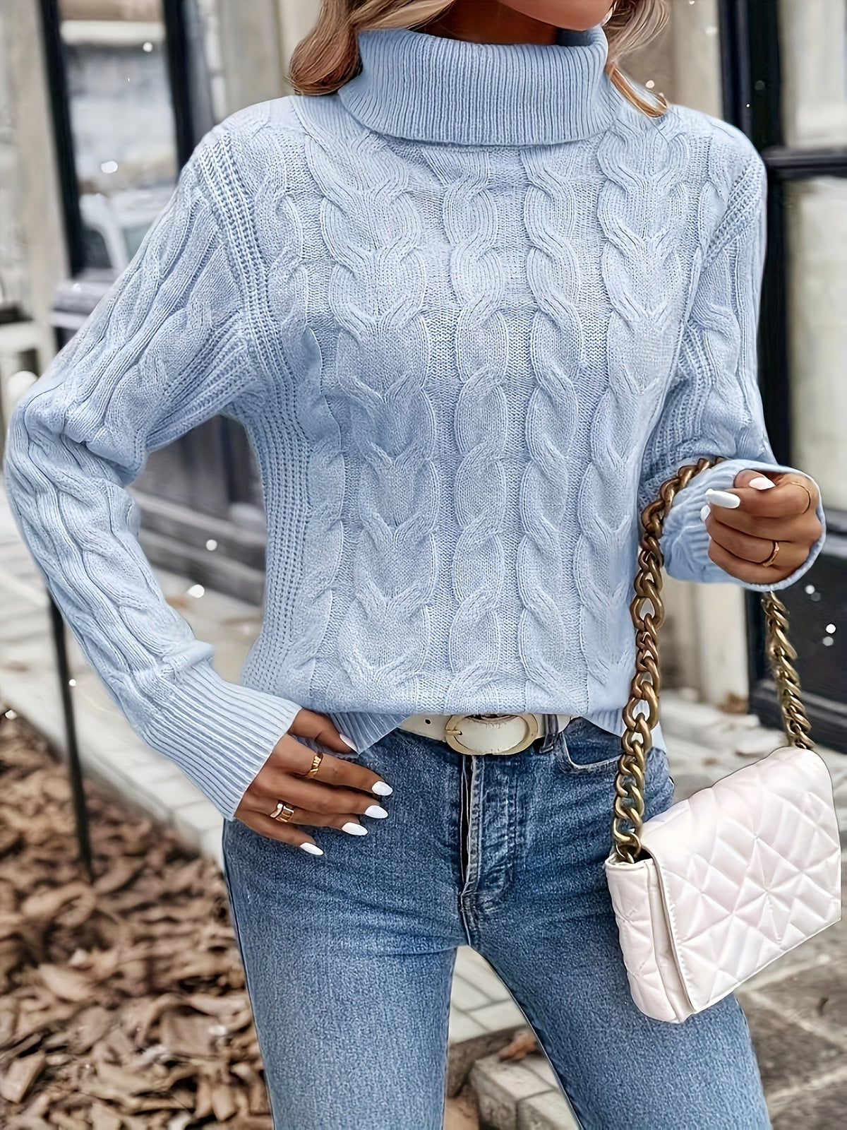 Naomi | Zopfstrickpullover mit Rollkragen