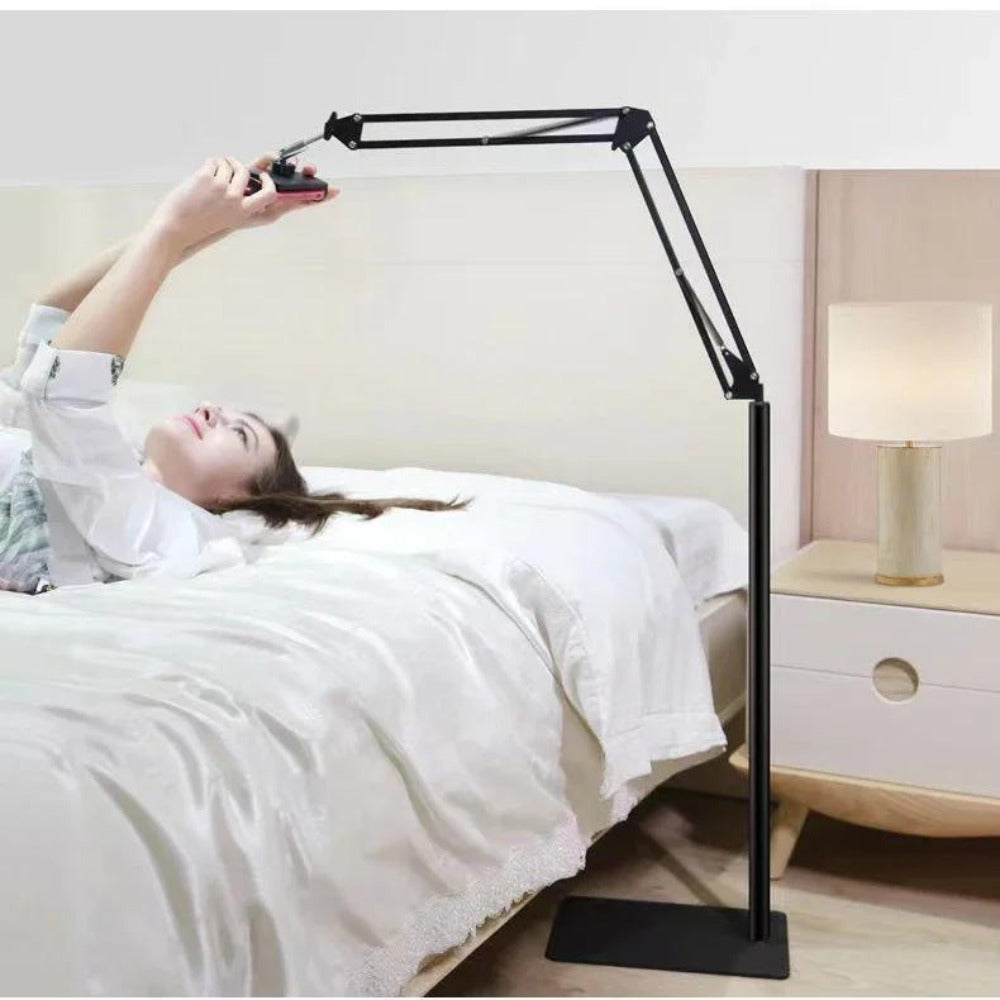 Phone Stand with Flexible Gooseneck Arm and Rotating Holder, 68.9-Inch Metal Support for Hands-Free Viewing